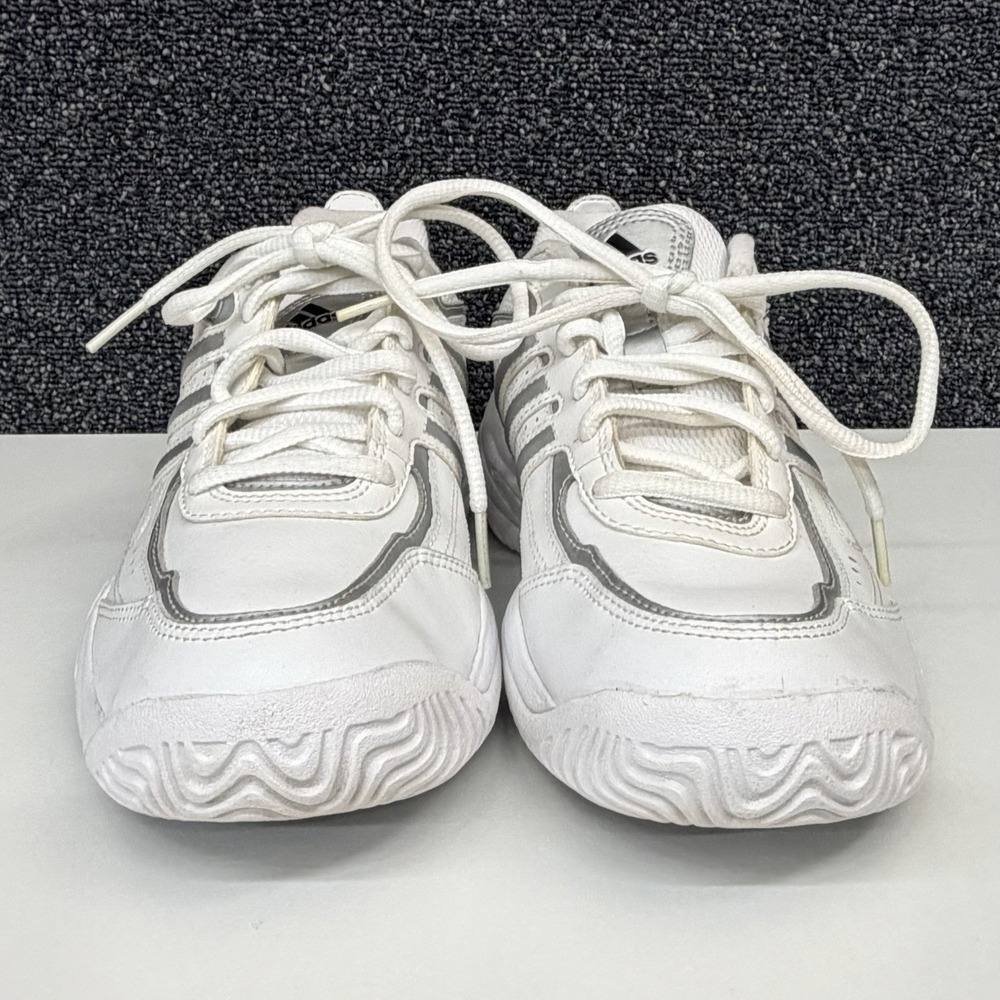 Adidas Women's Tennis Shoes G02370 White Silver Size 6 Adiprene Non-Marking - Picture 2 of 9